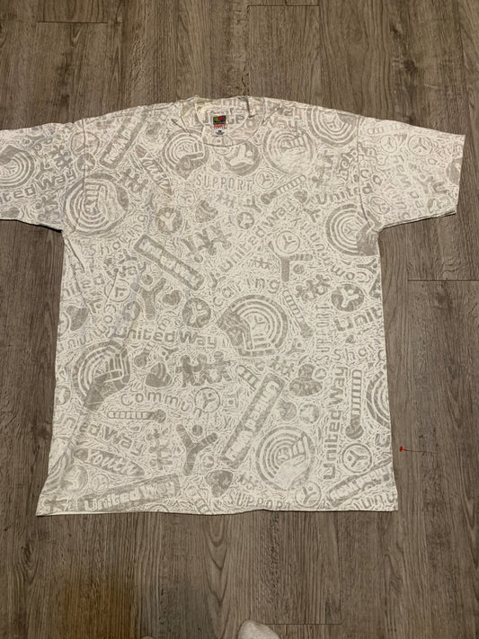 Vintage 90s United Way All Over Print AOP Tee Shirt