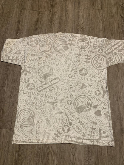 Vintage 90s United Way All Over Print AOP Tee Shirt