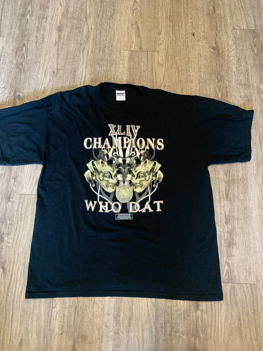 2010 New Orleans Saints Who Dat Super Bowl Mardi Gras Vintage Tee Shirt